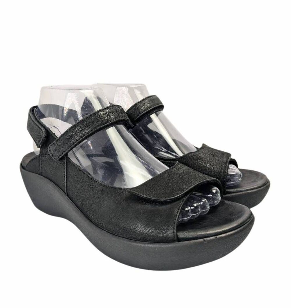 Bussola Maricel black nubuck leather comfort wedge sandals womens 40 EU 8.5/9 US